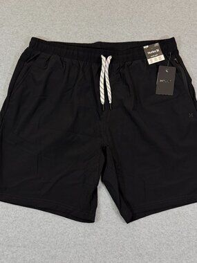 Hurley Mens Exist Command Active Short Black Drawstring Size XL Training Gym NWT